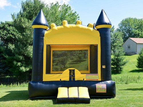 Black and Gold Castle inflatable rental in Iowa City, Iowa