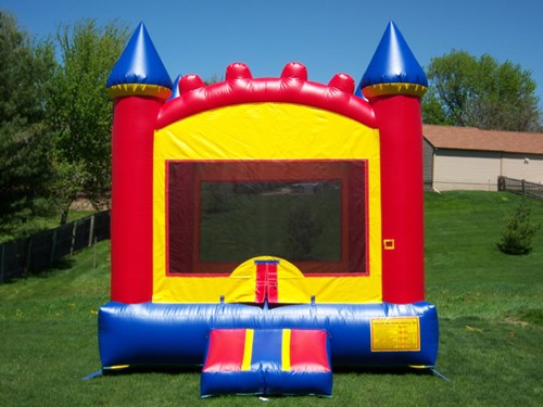 Red and Blue Castle inflatable rental in Iowa City, Iowa